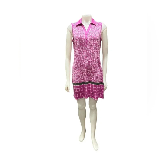 Izod Golf Dress EUC Mini Sleeveless Pink/White/Grey Size Medium - Picture 1 of 7